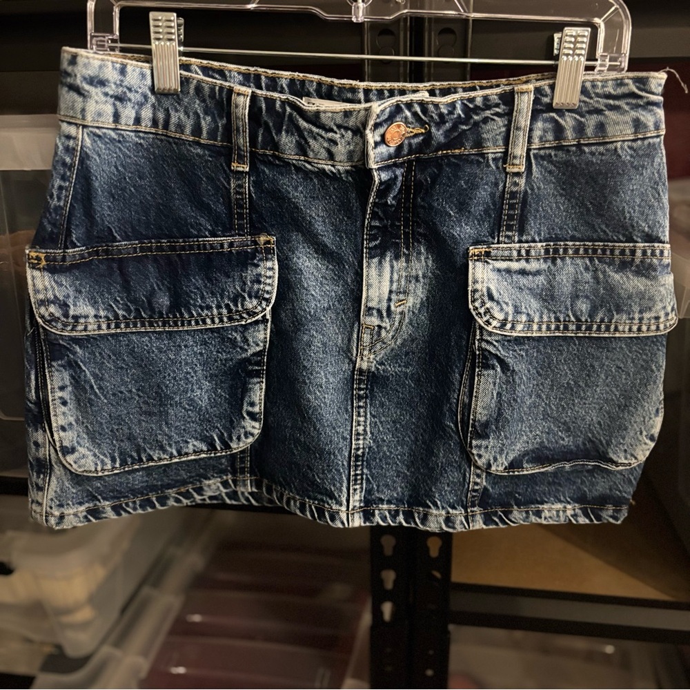 Zara denim cargo skirt